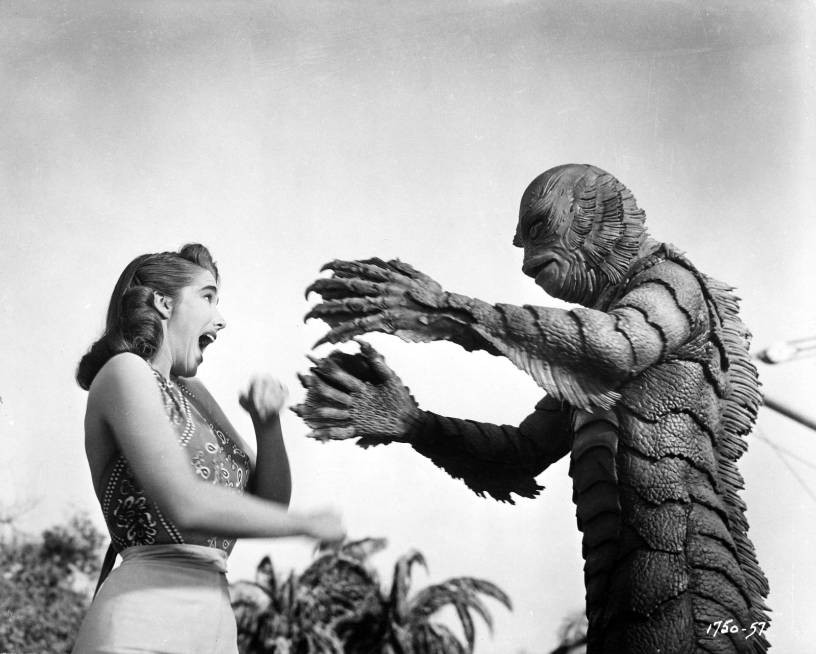 Julie Adams and the Gill Man in CREATURE FROM THE BLACK LAGOON, 1954.